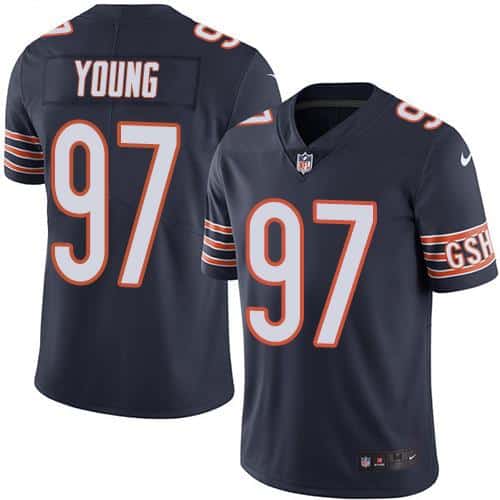 Bears #97 Willie Young Navy Blue Stitched Limited Rush Nike Jersey