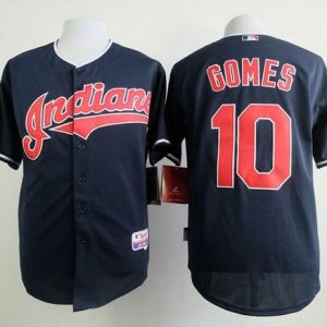 Indians #10 Yan Gomes Navy Blue Cool Base Stitched Jersey