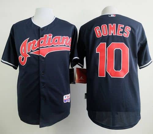 Indians #10 Yan Gomes Navy Blue Cool Base Stitched Jersey