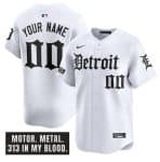 Detroit Tigers Custom White 'Motor Gothic Edition' Vapor Premier Limited Stitched Jersey