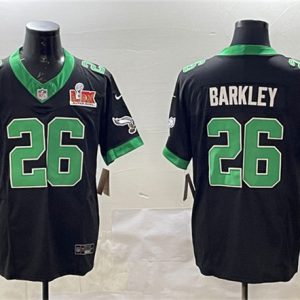 Philadelphia Eagles #26 Saquon Barkley Black 2025 Super Bowl LIX Patch F.U.S.E. Vapor Untouchable Limited Stitched Jersey