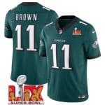 Philadelphia Eagles #11 A.J. Brown Green 2025 Super Bowl LIX Patch Vapor Untouchable Limited Stitched Jersey