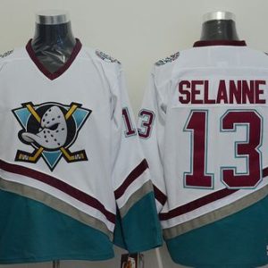 Ducks #13 Teemu Selanne White CCM Throwback Stitched Jersey