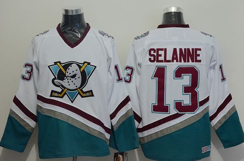 Ducks #13 Teemu Selanne White CCM Throwback Stitched Jersey