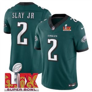 Philadelphia Eagles #2 Darius Slay JR Green 2025 Super Bowl LIX Patch Vapor Untouchable Limited Stitched Jersey