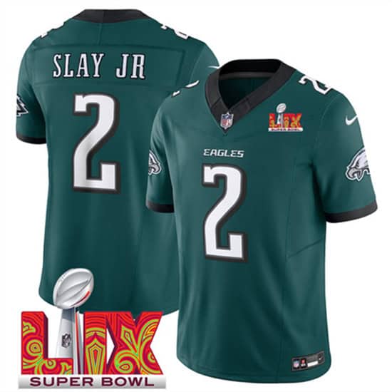 Philadelphia Eagles #2 Darius Slay JR Green 2025 Super Bowl LIX Patch Vapor Untouchable Limited Stitched Jersey