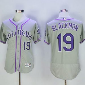 Rockies #19 Charlie Blackmon Grey Flexbase Authentic Collection Stitched Jersey