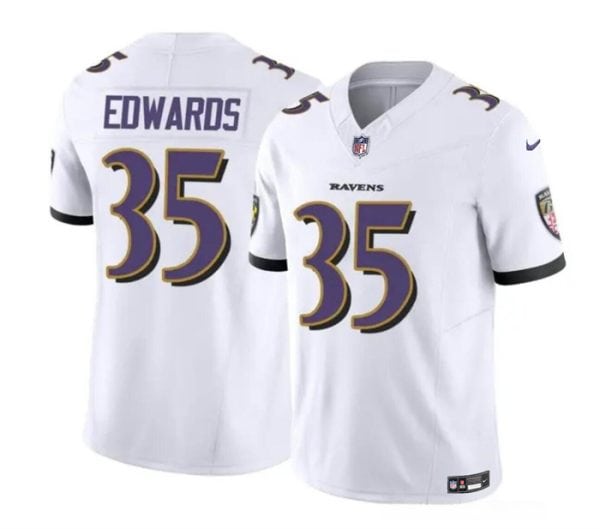 Baltimore Ravens #35 Gus Edwards White 2023 F.U.S.E. Vapor Limited Jersey