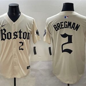 Boston Red Sox #2 Alex Bregman Cream Gothic Vapor Limited Stitched Jersey