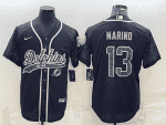 Miami Dolphins #13 Dan Marino Black Reflective With Patch Cool Base Stitched Baseball Jersey