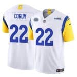 Los Angeles Rams #22 Blake Corum White 2024 With Dradt Patch F.U.S.E Vapor Untouchable Stitched Jersey