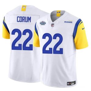 Los Angeles Rams #22 Blake Corum White 2024 With Dradt Patch F.U.S.E Vapor Untouchable Stitched Jersey