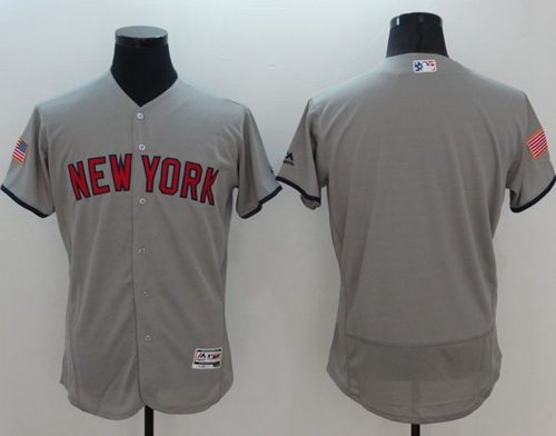 Yankees Blank Grey Fashion Stars Stripes Flexbase Authentic Stitched Jersey