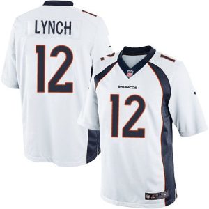 Broncos #12 Paxton Lynch White Stitched Limited Nike Jersey