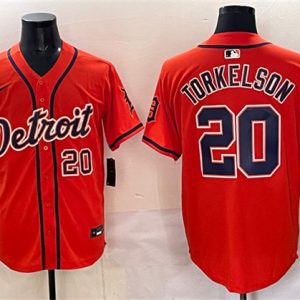 Detroit Tigers #20 Spencer Torkelson Orange With Patch Vapor Premier Limited Stitched Jersey
