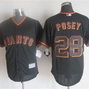 Giants #28 Buster Posey Black New Cool Base Stitched Jersey