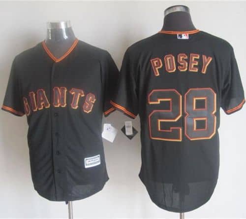 Giants #28 Buster Posey Black New Cool Base Stitched Jersey
