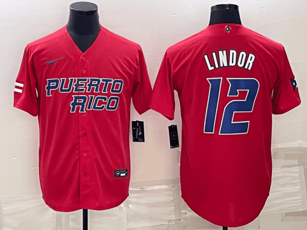 Puerto Rico #12 Francisco Lindor 2023 Red World Classic Stitched Jersey