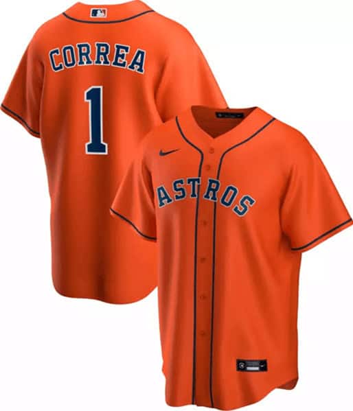Houston Astros Orange #1 Carlos Correa Orange Cool Base Stitched Jersey