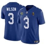 New York Giants #3 Russell Wilson Blue 2025 F.U.S.E. With 4-star C Patch And Walter Payton Patch Vapor Untouchable Limited Stitched Jersey