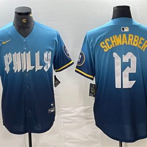 Philadelphia Phillies #12 Kyle Schwarber Blue 2024 City Connect Limited Stitched Jersey