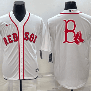 Boston Red Sox White Team Big Logo Cool Base Stitched Jersey