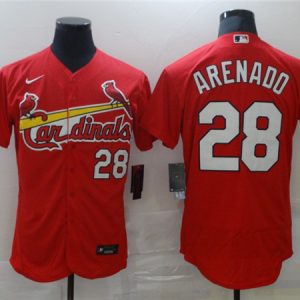 St. Louis Cardinals White #28 Nolan Arenado Red Flex Base Stitched Jersey