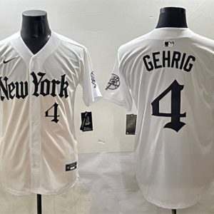 New York Yankees #4 Lou Gehrig White 'Gothic Legacy Edition' Vapor Premier Limited Stitched Jersey