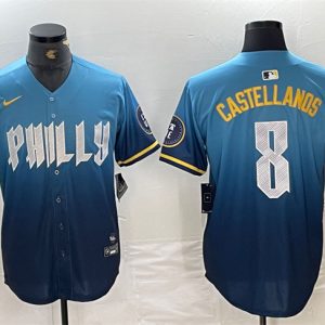 Philadelphia Phillies #8 Nick Castellanos Blue 2024 City Connect Limited Stitched Jersey