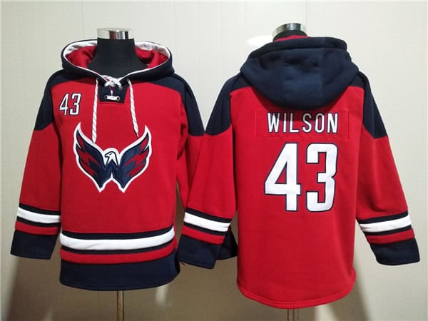 Washington Capitals #43 Tom Wilson Red Ageless Must-Have Lace-Up Pullover Hoodie