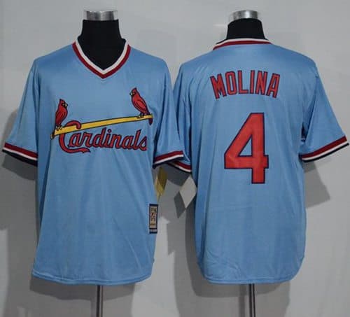 Cardinals #4 Yadier Molina Blue Cooperstown Throwback Stitched Jersey