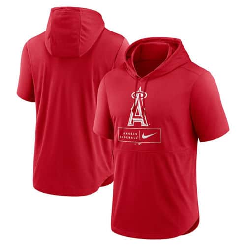 Los Angeles Angels Red Short Sleeve Pullover Hoodie