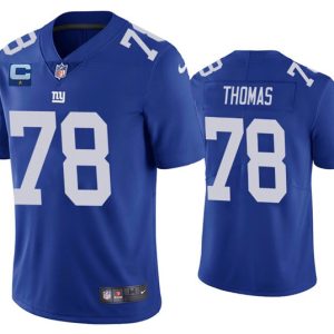 New York Giants #78 Andrew Thomas Blue With C Patch Vapor Untouchable Limited Stitched Jersey