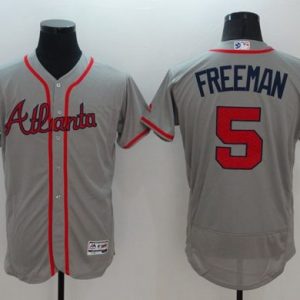 Braves #5 Freddie Freeman Grey Fashion Stars Stripes Flexbase Authentic Stitched Jersey