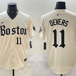 Boston Red Sox #11 Rafael Devers Cream Gothic Vapor Limited Stitched Jersey