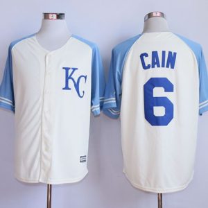 Royals #6 Lorenzo Cain Cream Exclusive Vintage Stitched Jersey