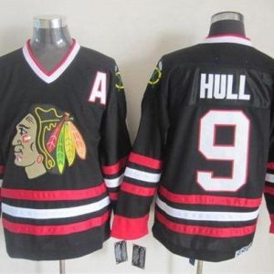 Blackhawks #9 Bobby Hull Black CCM Throwback Stitched Jersey