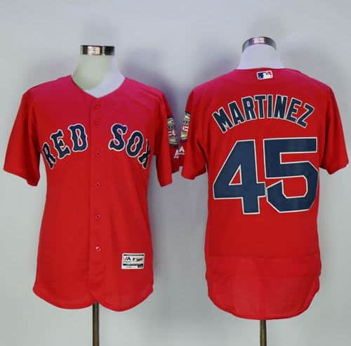 Red Sox #45 Pedro Martinez Red Flexbase Authentic Collection Stitched Jersey