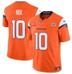 Denver Broncos #10 Bo Nix Orange 2024 F.U.S.E. With Draft Pacth And 1-Star C Patch Vapor Limited Stitched Jersey