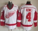 Red Wings #4 Gordie Howe White CCM Throwback Stitched Jersey