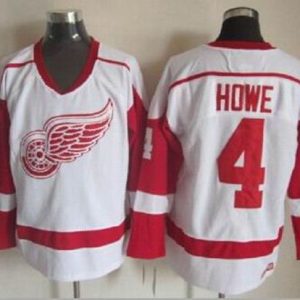 Red Wings #4 Gordie Howe White CCM Throwback Stitched Jersey