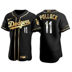 Los Angeles Dodgers #11 A.J. Pollock Black Golden Flex Base Stitched Baseball Jersey