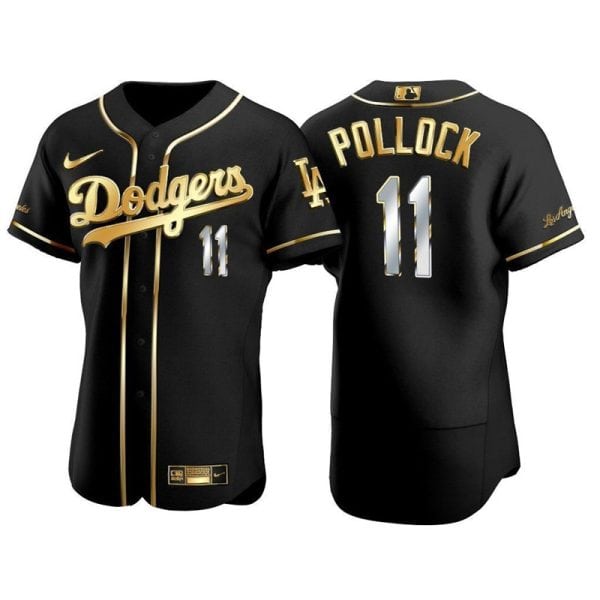Los Angeles Dodgers #11 A.J. Pollock Black Golden Flex Base Stitched Baseball Jersey