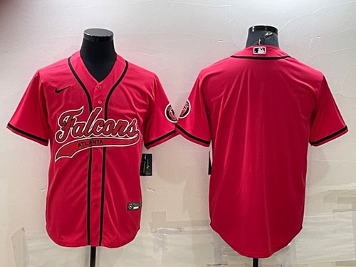 Atlanta Falcons Blank Red With Patch Cool Base Stitched Baseball Jersey