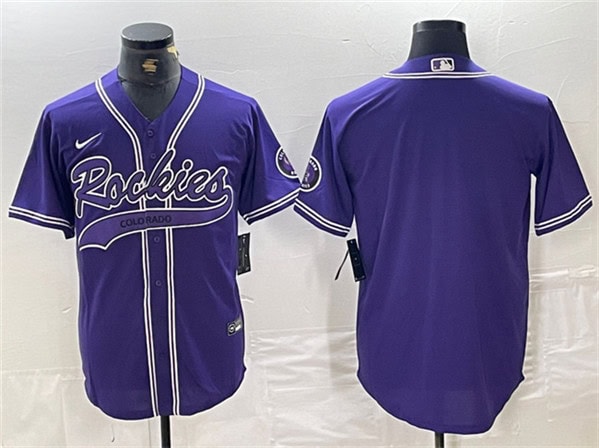 Colorado Rockies Blank Purple Cool Base Stitched Jersey