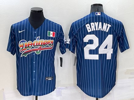 Los Angeles Dodgers #24 Kobe Bryant Navy Mexico Rainbow Cool Base Stitched Baseball Jersey