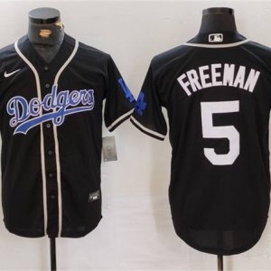 Brooklyn Dodgers #5 Freddie Freeman Black Cool Base With Patch Stitched Jersey