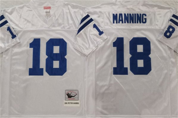 Indianapolis Colts #18 Peyton Manning White Throwback Stitched Jersey