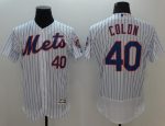 Mets #40 Bartolo Colon White(Blue Strip) Flexbase Authentic Collection Stitched Jersey