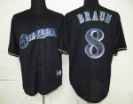 Brewers #8 Ryan Braun Black Fashion Stitched Jersey